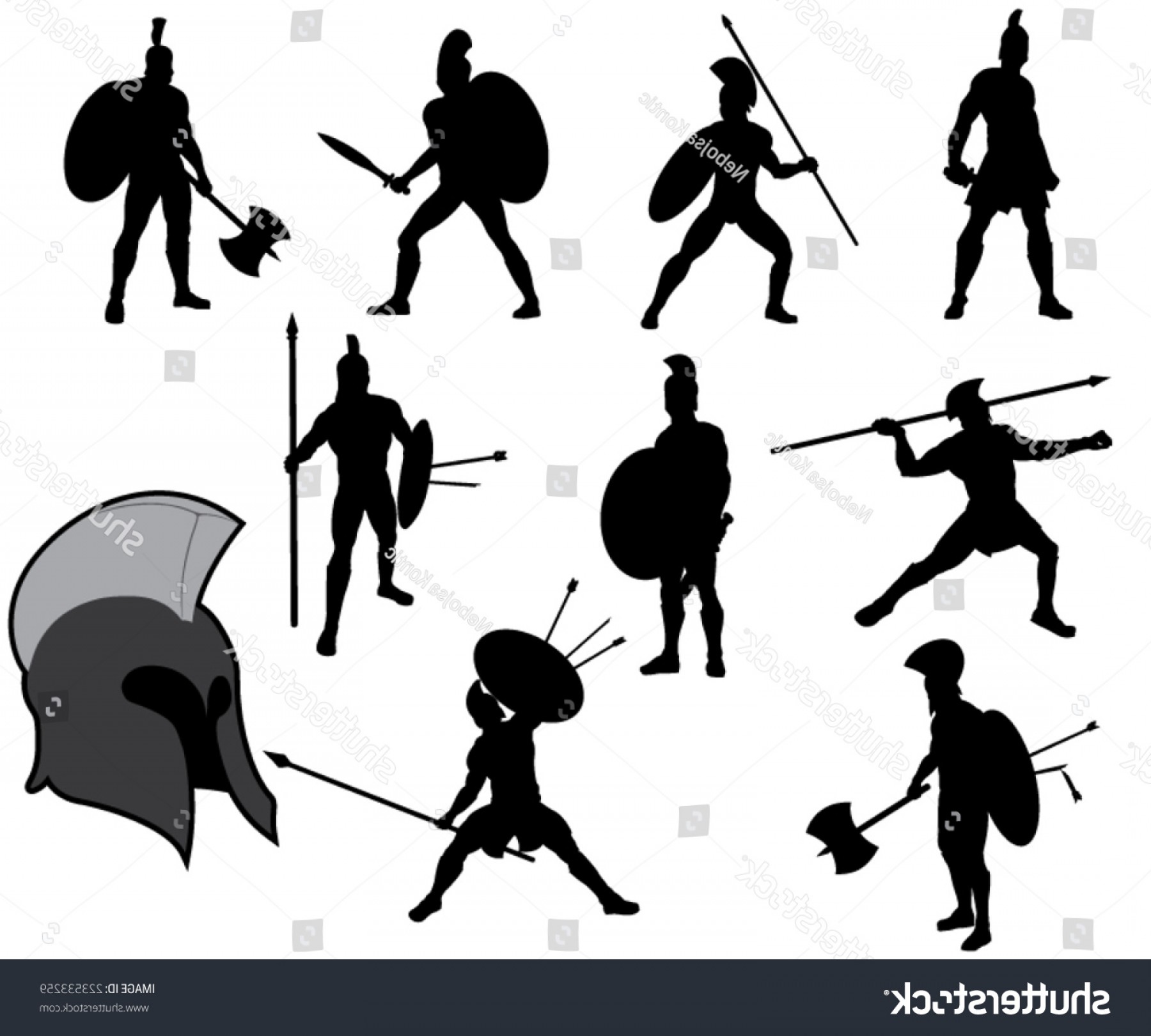1800x1621 Set Ancient Greek Warriors Silhouettes Vector Lazttweet