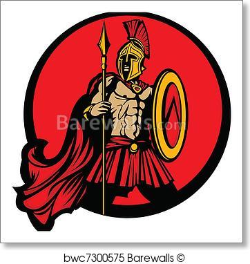 362x382 Art Print Of Greek Spartan Trojan Vector Mascot Barewalls