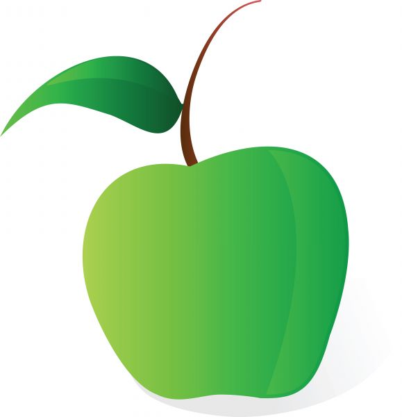 579x600 Illustration Cartoon Green Apple Vector File On White Background