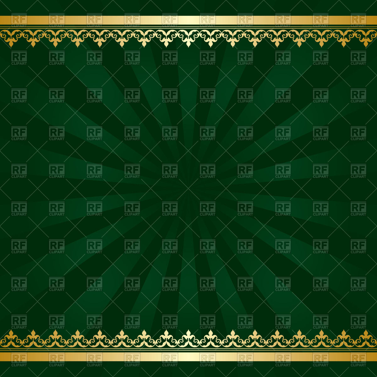 1200x1200 Dark Green Background With Golden Frame And Rays Vector Image