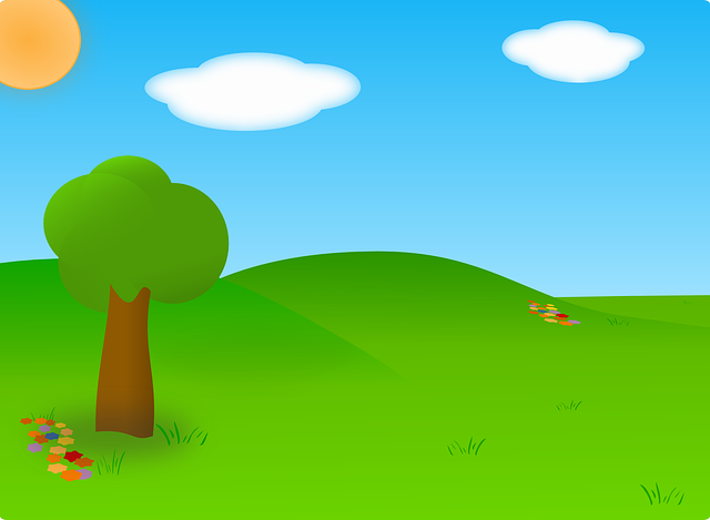 640x469 Cartoon Bluesky White Cloud Green Grass Vector Free Psd,vector,icons