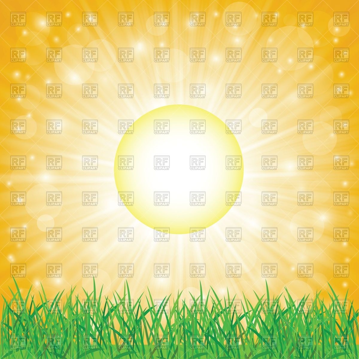 1200x1200 Summer Background With Shining Sun And Green Grass Vector Image