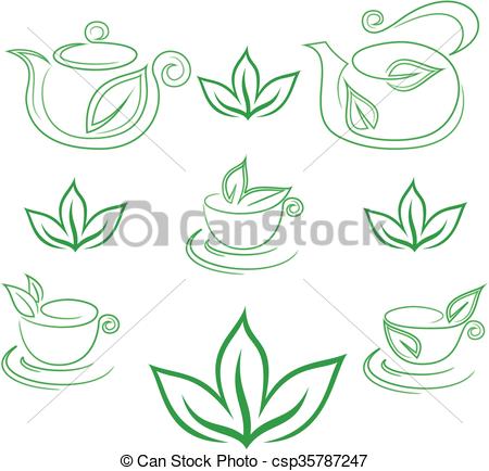 450x434 Green Tea, Vector Collection Of Forms, Symbols And Images.