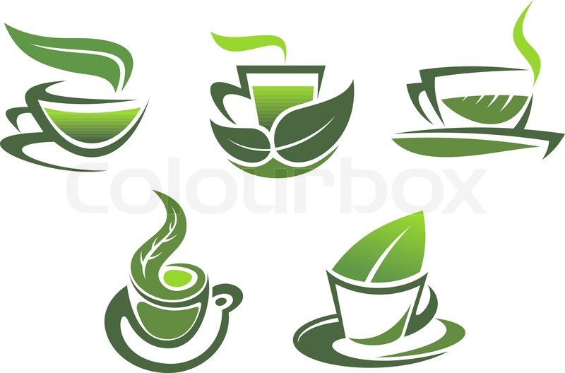 800x528 Green Tea Symbols And Emblems Stock Vector Colourbox