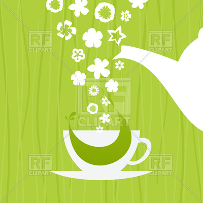 400x400 Teapot And Cup With Green Tea Vector Image Vector Artwork Of