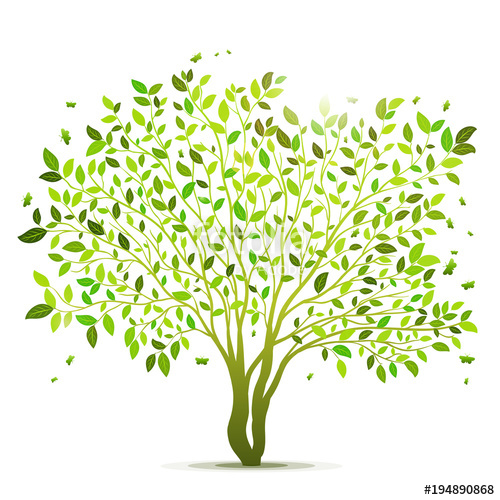 500x500 Green Tree With Leaves Vector Background Stock Image And Royalty