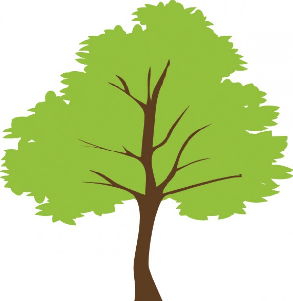 600x616 Simple Green Tree Vector Illustration