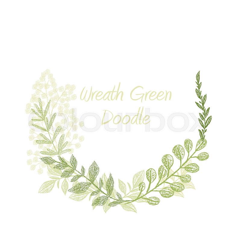 800x800 Greenery Doodle Hand Drawn Floral Wreath Vector, Greeting
