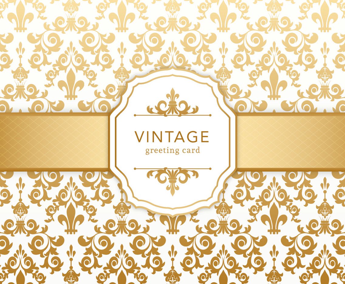 1136x936 Golden Vintage Damask Greeting Card Vector Art Amp Graphics