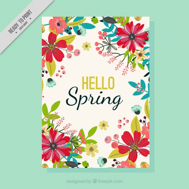 626x626 Spring Greeting Card With Hand Drawn Flowers Vector Free Download