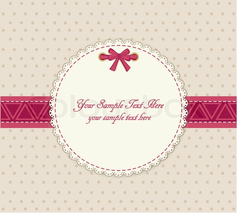 800x720 Vector Greeting Card On A Beige Background With Bow Stock Vector