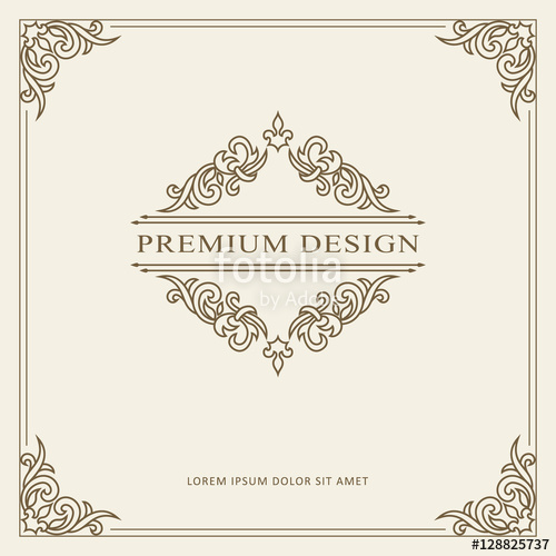 500x500 Vintage Ornament Greeting Card Vector Template. Retro Luxury