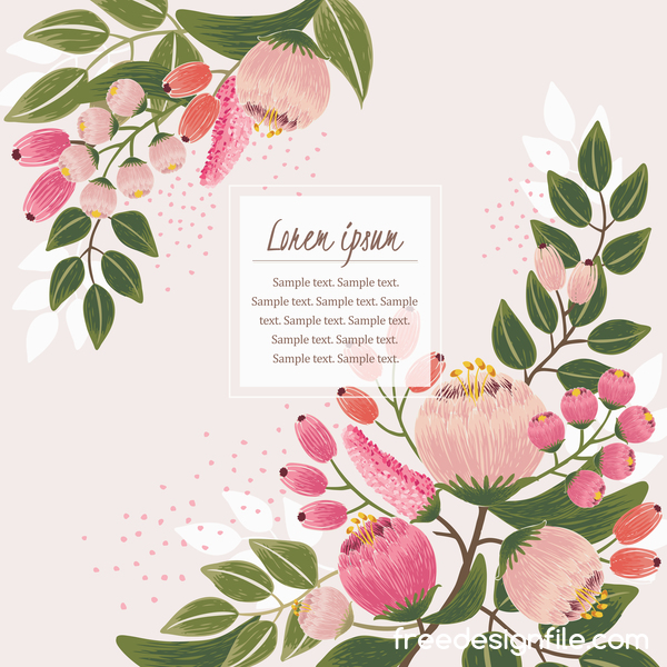 600x600 Vintage Flower With Greeting Card For Your Text Design Vector 01