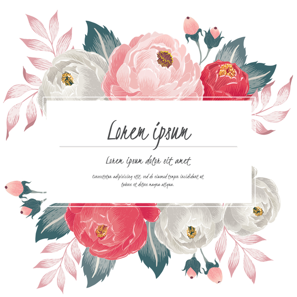 600x600 Vintage Flower With Greeting Card For Your Text Design Vector 09