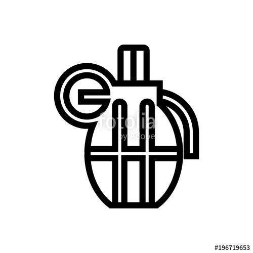 500x500 Hand Thrown Grenade Vector Icon, Hand Bomb Symbol. Simple, Modern