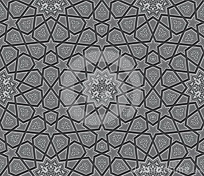 400x346 Islamic Star Ornament Dark Grey Background, Vector Illustration