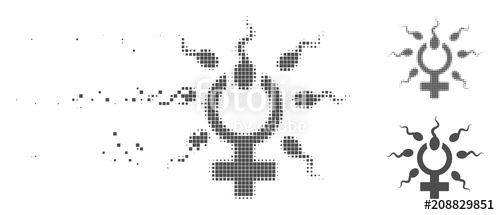 500x215 Grey Vector Sperm Penetration Icon In Dispersed, Pixelated