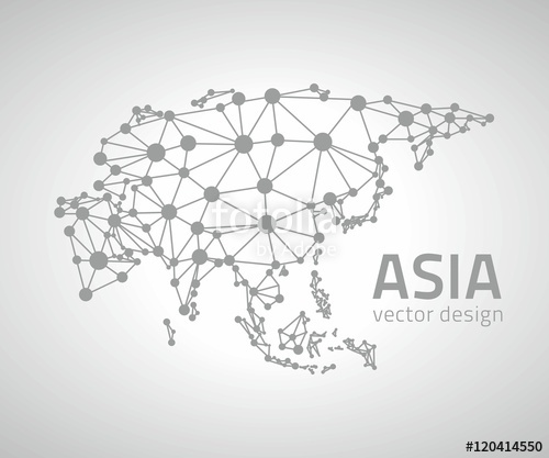 500x417 Asia Grey Vector Triangle Contour Map Stock Image And Royalty