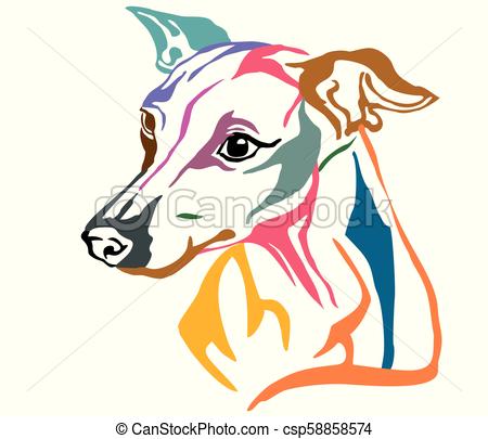 450x405 Colorful Decorative Portrait Of Dog Italian Greyhound Vector