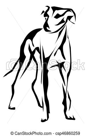 317x470 Greyhound. Abstract Silhouette Of Dog On White Background.
