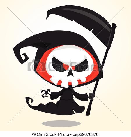 450x470 Cute Cartoon Grim Reaper With Scythe Isolated On White. Cute