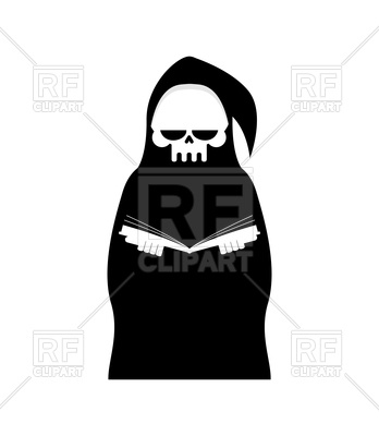 348x400 Grim Reaper With Book, Death In Hood On White Background Vector