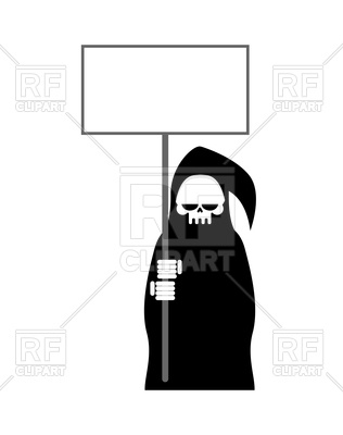 316x400 Grim Reaper With Empty Billboard, Death In Black Hood Vector Image