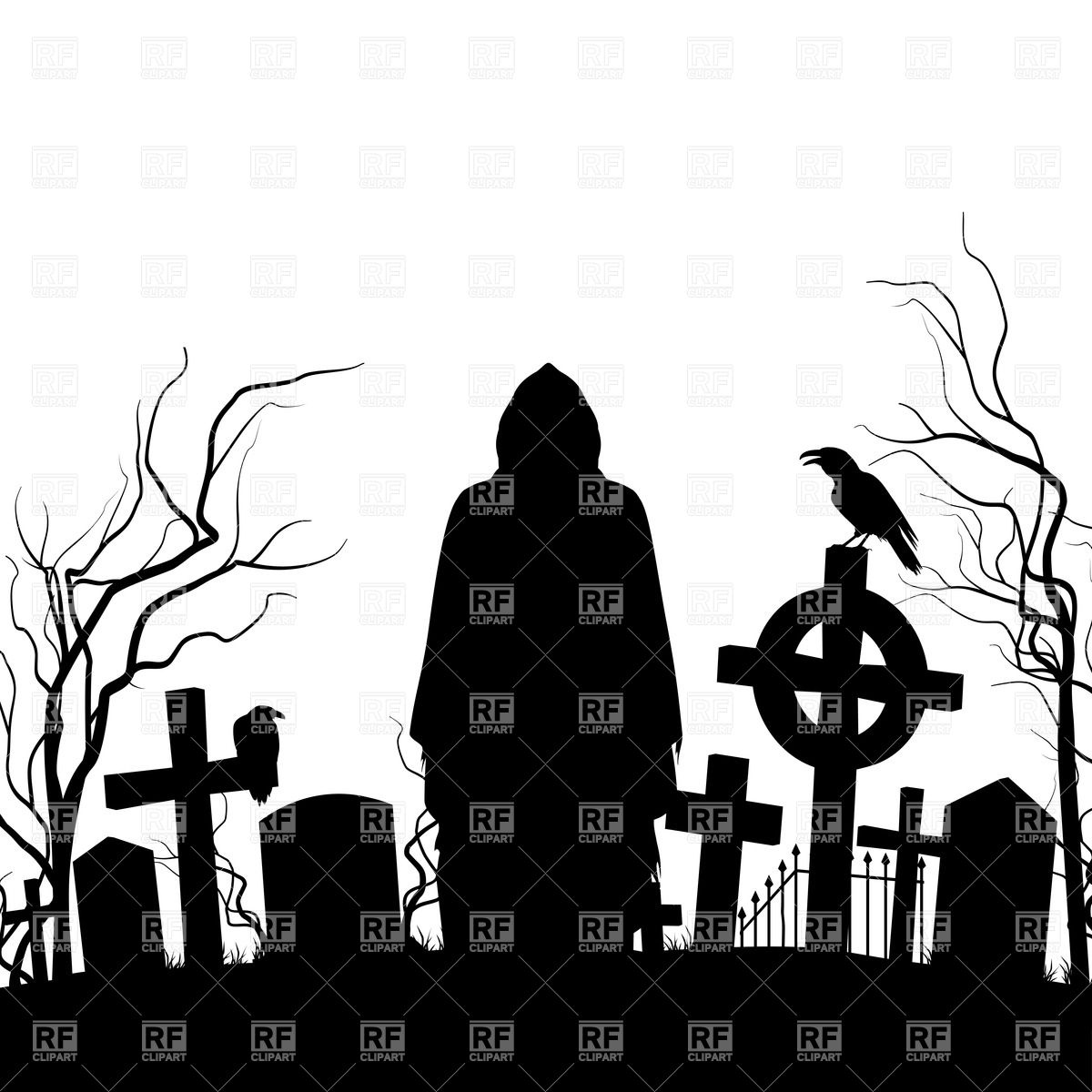 1200x1200 Silhouette Of The Grim Reaper And Cemeteries Vector Image Vector