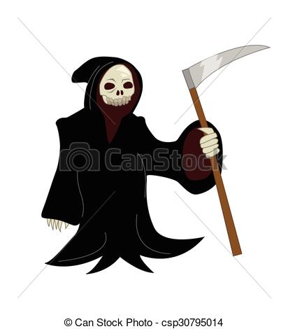 412x470 Vector Cartoon Illustration Of A Grim Reaper.