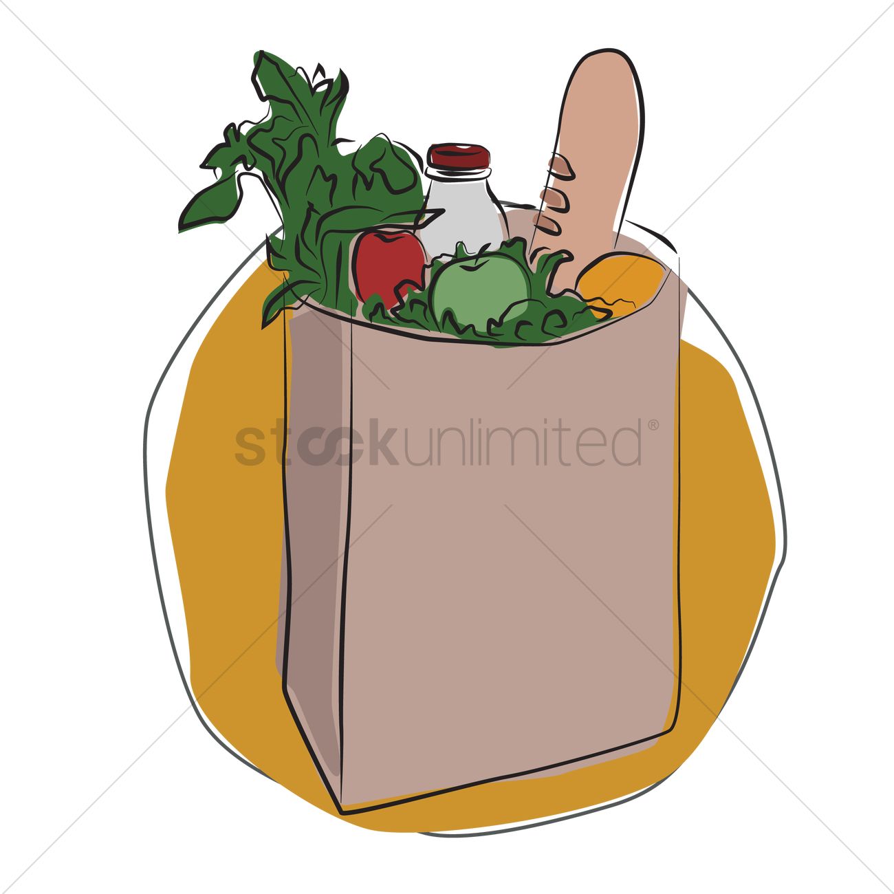 1300x1300 Grocery Bag Vector Image