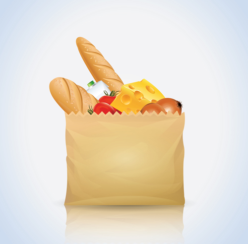 500x492 Grocery Bag With Food Design Vector 03 Free Download
