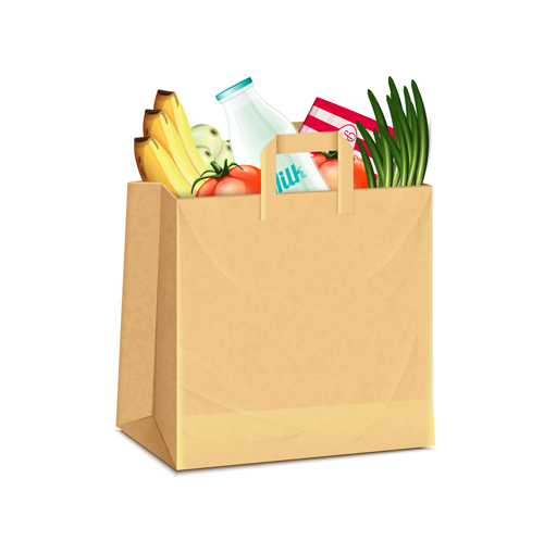 500x498 Grocery Bag With Food Design Vector 05 Free Download