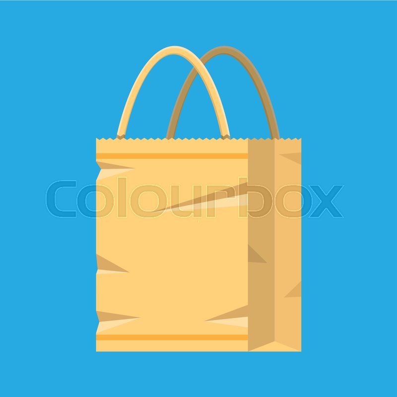 800x800 Grocery Empty Paper Bag. Vector Illustration In Flat Style Stock
