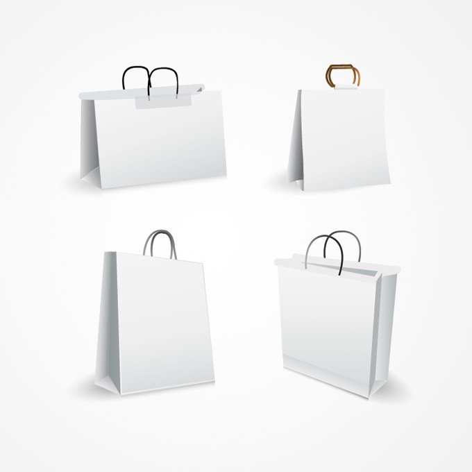 680x680 Free White Shopping Bag Vector Set (Free) Psd Files, Vectors