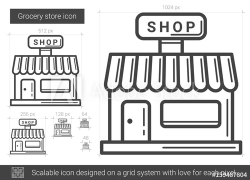 500x360 Grocery Store Vector Line Icon Isolated On White Background