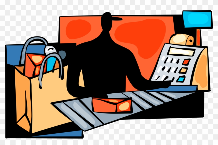 840x561 Vector Illustration Of Supermarket Grocery Store Cashier