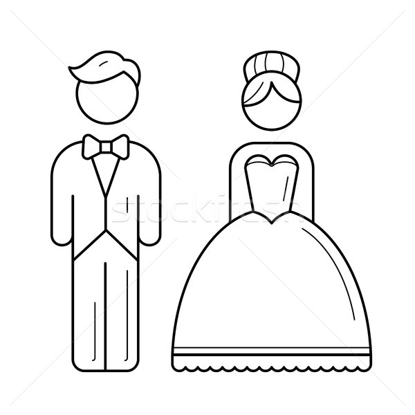 600x600 Bride And Groom Vector Line Icon. Vector Illustration Andrei