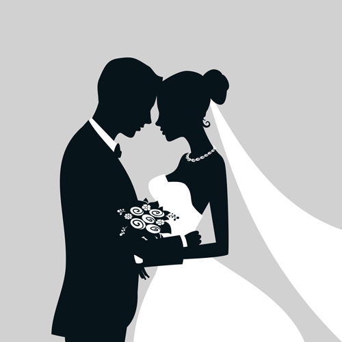 500x500 Bride With Groom Silhouettes Vector Free Download