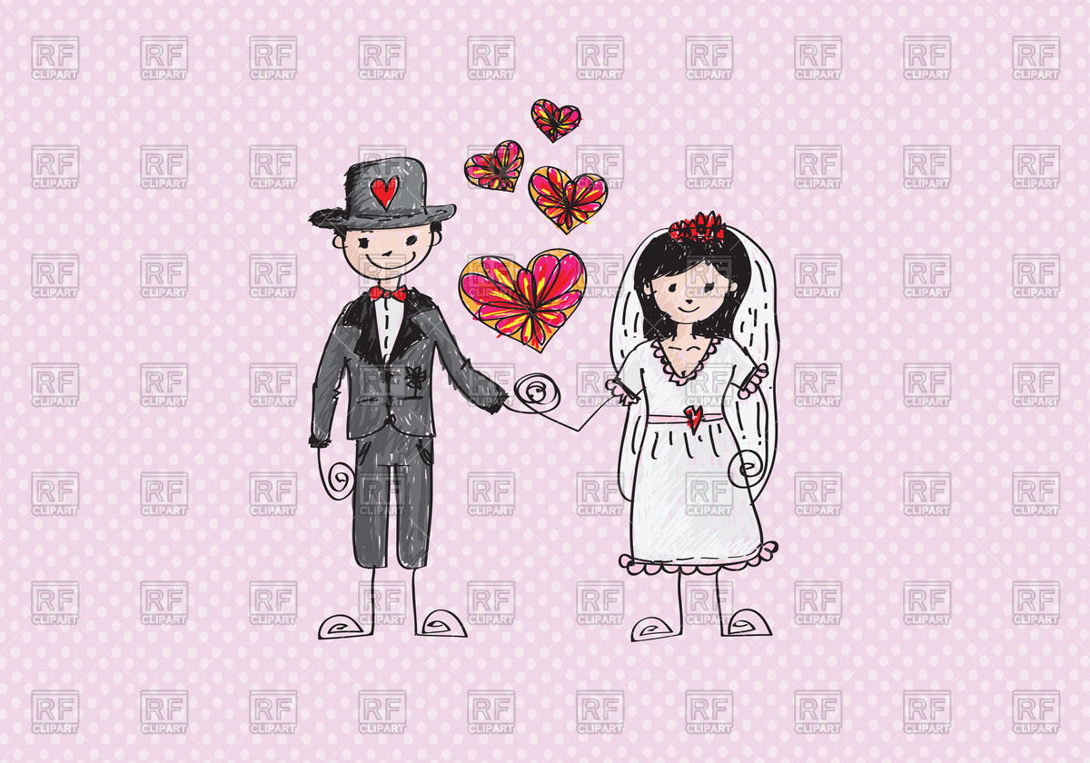 1200x840 Colorful Sketch Of Bride And Groom Vector Image Vector Artwork