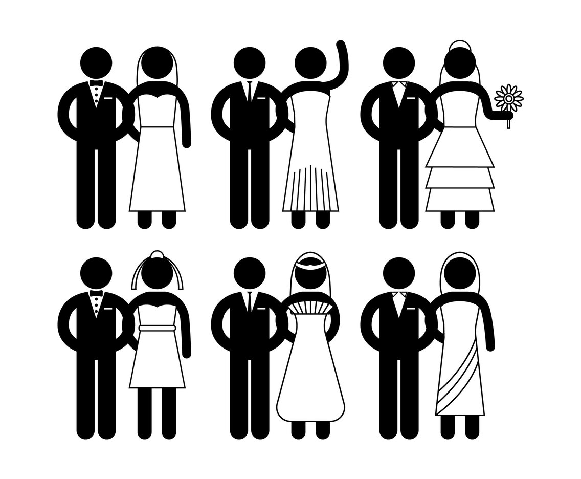 1136x936 Bride And Groom Vector Simple Icon Set Vector Art Amp Graphics
