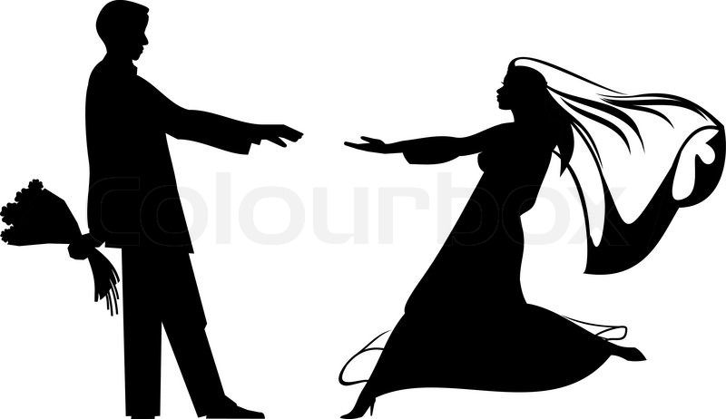 800x462 Bride And Groom Silhouettes For Wedding Design Stock Vector