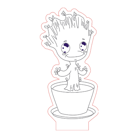 450x450 Baby Groot Pot 3d Illusion Lamp Plan Vector File Op For Cnc