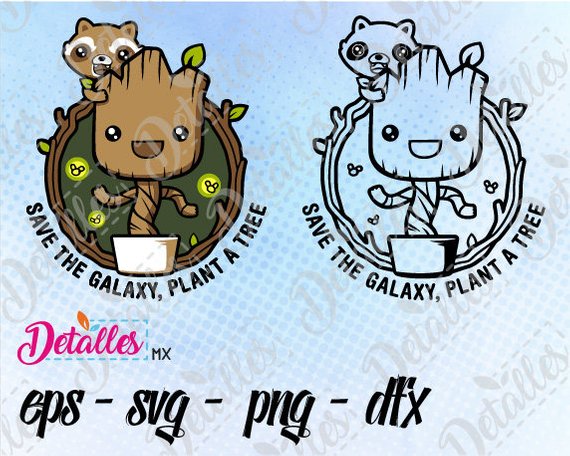 570x456 Groot Baby Svg With Rocket Racoon Guardians Of The Galaxy Etsy