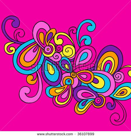 450x470 Groovy Hand Drawn Psychedelic Abstract Doodle Vector Illustration