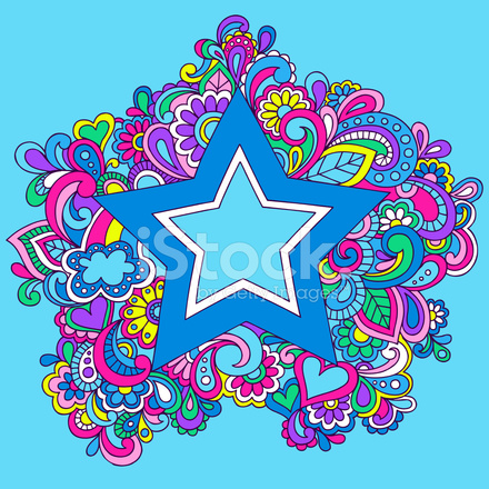 440x440 Groovy Psychedelic Star Vector Illustration Stock Vector