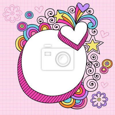 400x400 Oval Picture Frame Groovy Psychedelic Doodles Vector Design Empty