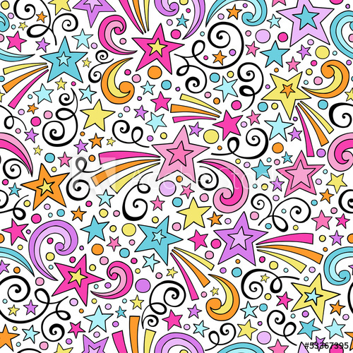 500x500 Stars Seamless Pattern Groovy Doodles Vector Background