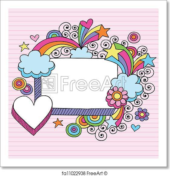 561x581 Free Art Print Of Psychedelic Groovy Frame Vector. Hand Drawn