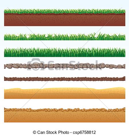 450x470 Nature Details. Ground Cutaway, Desert And Grass Elements, Vector