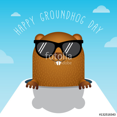 497x500 Happy Groundhog Day With Groundhog Vector Stock Image And Royalty